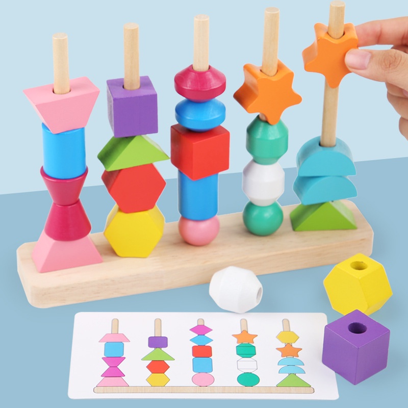 Đồ chơi khối xếp chồng lên nhau Treeyear hạt mịn giáo dục theo phương pháp montessori cho bé trai và bé gái 2 tuổi