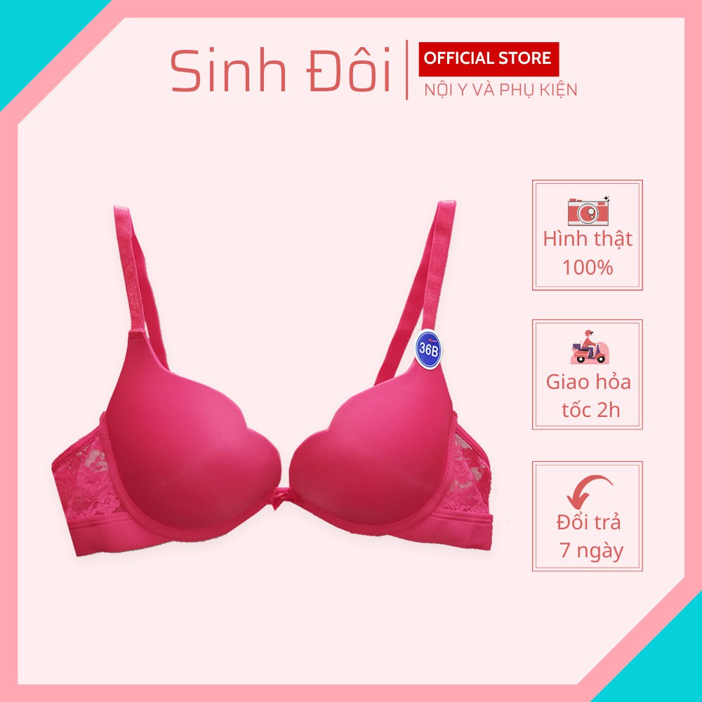 Áo ngực nữ có gọng nâng ngực tạo khe phom chữ V trơn lưng ren mút ép vừa mềm mịn size 34-36-38