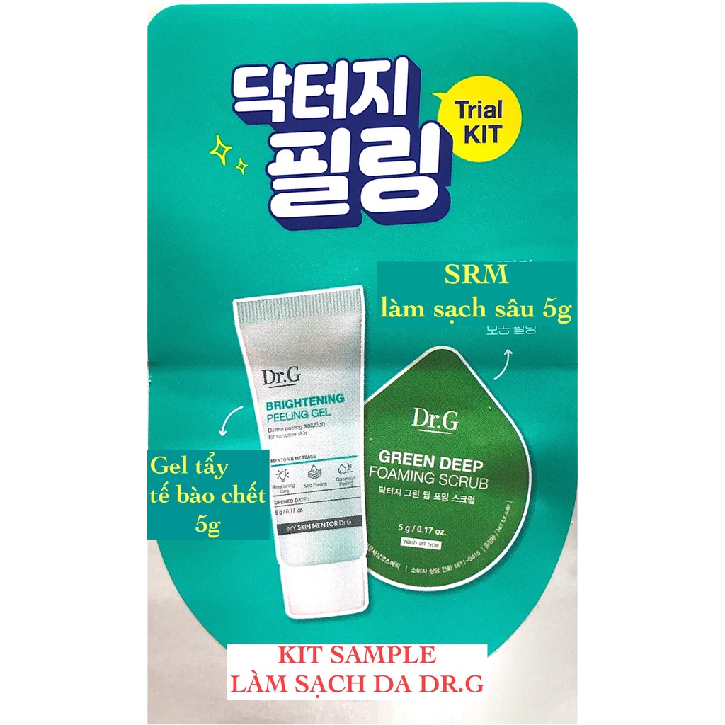 Set làm sạch da 2 món mini Dr.G gồm sữa rửa mặt và gel tẩy da chết