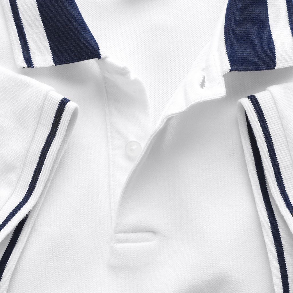 [Mã LTP50 giảm 50000 đơn 150000] Polo STS Diamond chất Pique dáng ôm màu Trắng Viền cổ xanh Lớn SAPL58 | Hẻm Store | | BigBuy360 - bigbuy360.vn