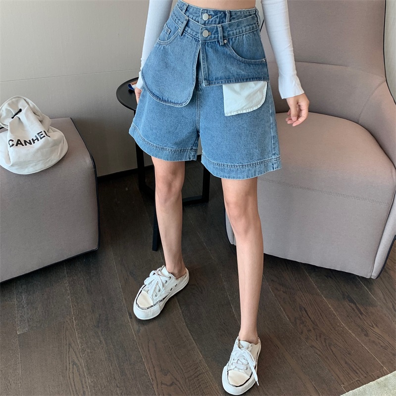 Ulzzang ( 얼짱) - QUẦN JEANS NGẮN NGỐ ỐNG RỘNG TÚI LAI TRẮNG (CHẤT XỊN XÒ)