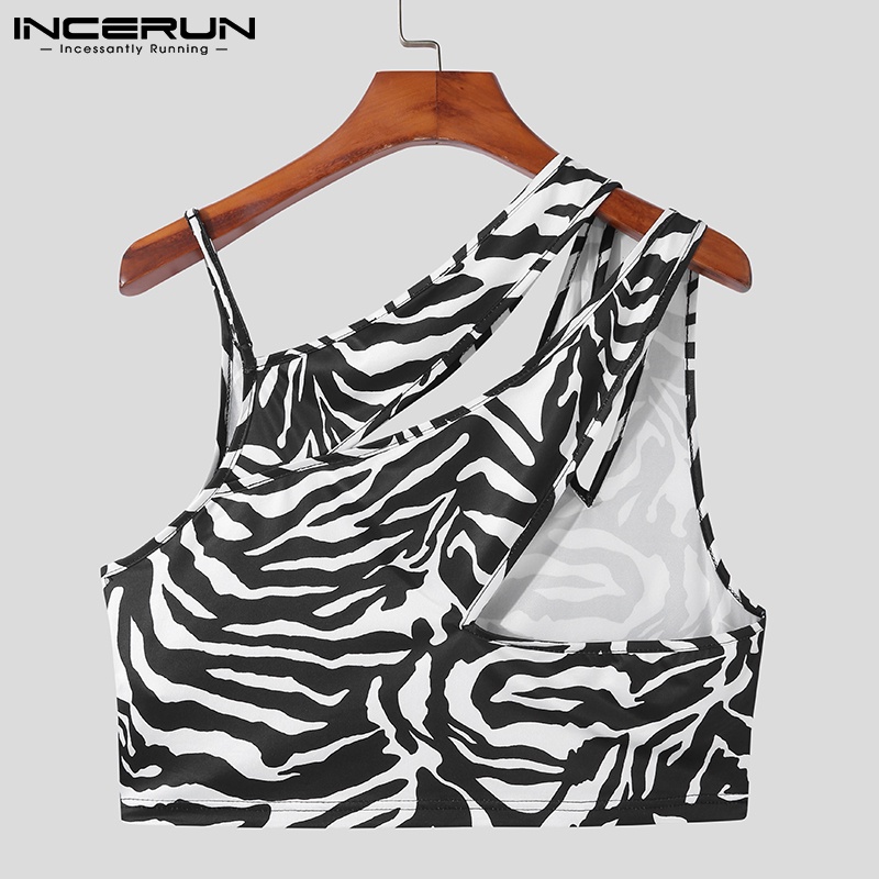 Áo thun ba lỗ INCERUN họa tiết ngựa vằn thời trang cho nam