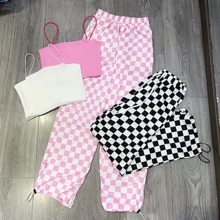 Bộ Quần Caro-Croptop Hai Dây