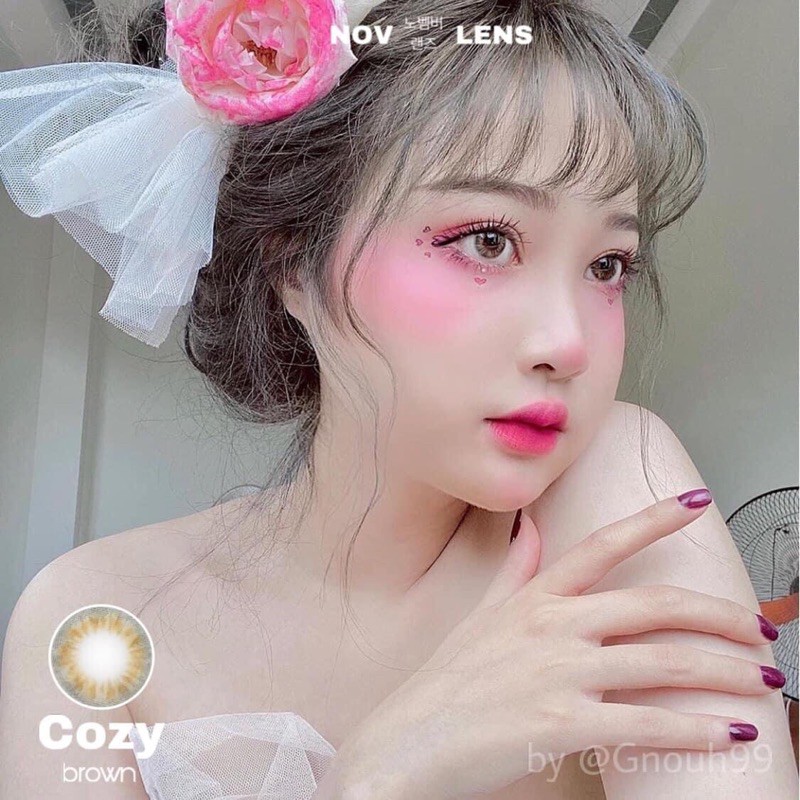 Kính áp tròng nâu vân cam Unicozy Brown chính hãng Lens Town