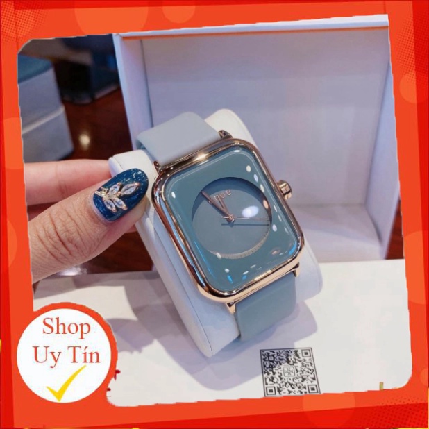 Đồng hồ nữ  mặt chữ nhật G.u.o.u dây da siêu xinh , da siêu mêm , siêu bền hợp thời trang - donghoket - GCNN-ketstore