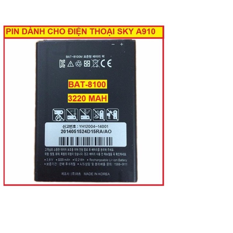 Pin sky A910 / BAT 8100M 3220mAh xịn bảo hành 12 tháng