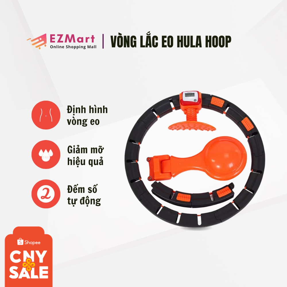 Vòng lắc eo giảm mỡ tự động nhập khẩu - Vòng lắc giảm mỡ HuLa Hoop chỉnh cân nặng vòng eo đồng hồ điện tử tự động đếm số