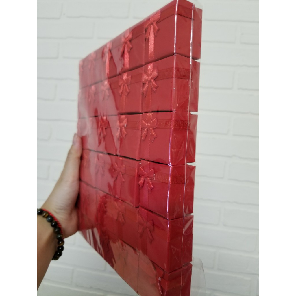 Combo 30 Hộp giấy nơ đựng nhẫn quà tặng CAO CẤP  size 3,5x3,5x2,5cm màu đỏ