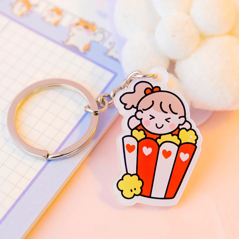 Móc Khoá Xe Hình Icon Sticker Hoạt Hình Móc Balo, Chìa Khoá Siêu Xinh