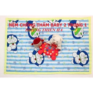 NỆM CHỐNG THẤM, CHỐNG KHUẨN HOÀNG THIÊN HÀ, 0,8M X 1M2, COTTON THOÁNG MÁT THÍCH HỌP CHO BÉ BỎ BỈM, ĐI HỌC