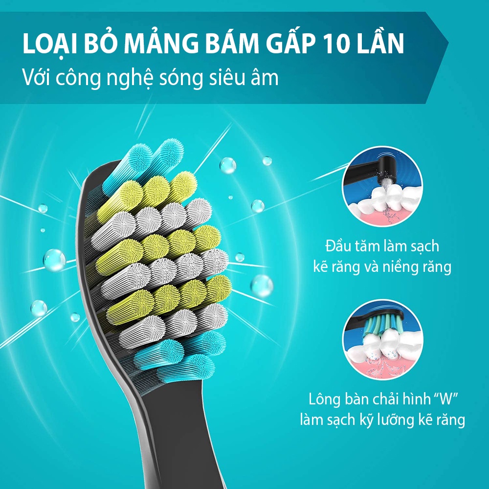 Bàn chải đánh răng điện FAIRYWILL D7 tặng kèm 3 đầu thay đặc biệt 5 chế độ làm sạch