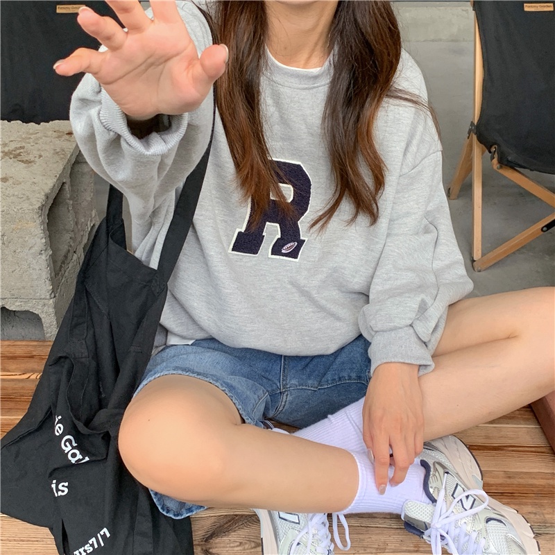 Áo Nỉ Nữ Dài Tay Cổ Tròn Thời Trang Hàn