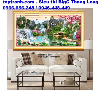 Tranh thêu chữ thập non nước hữu tình E103 thêu kín chưa thêu