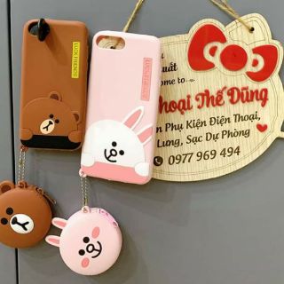 Ốp lưng iPhone 6/7/8/6plus/7plus/8plus/X/XS max hình gấu có túi