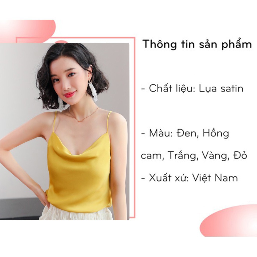 Áo hai dây nữ Amee, Thiết kế cổ đổ, áo 2 dây có thể điều chỉnh, chất lụa dày đẹp, nhiều màu dễ phối đồ