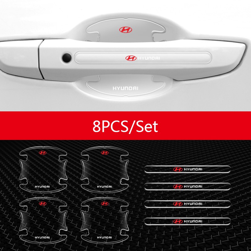 Set 4 / 8 Miếng Dán Trong Suốt Trang Trí Tay Nắm Cửa Xe Hơi Hyundai I30 Tucson Sonata ix35 i10 Accent Elantra