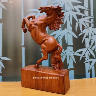 Tượng con ngựa gỗ hương cao 20 cm