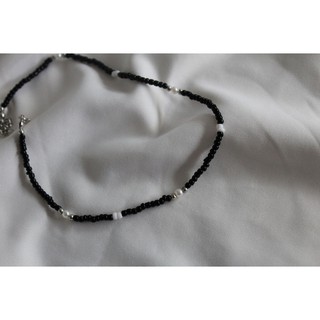 (Handmade) Dây chuyền hạt cườm đen mẫu 2