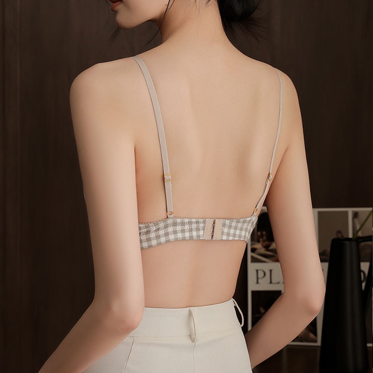 Áo Lót Cotton Đệm Mỏng Họa Tiết Kẻ Caro Thoáng Mát Phong Cách Nhật Bản B497