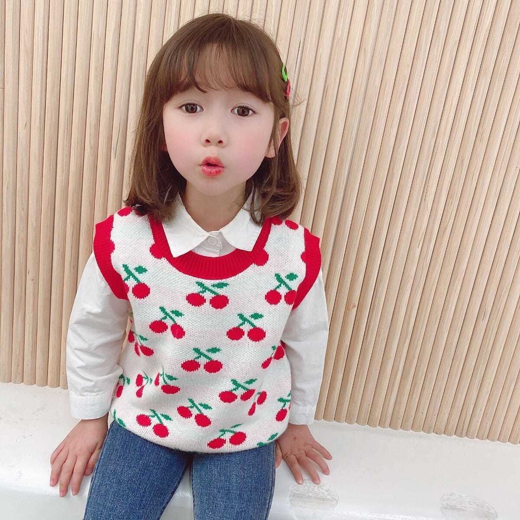 Áo Len Ghi Lê Thời Trang Xuân Thu Hàn Quốc Cho Bé Gái
