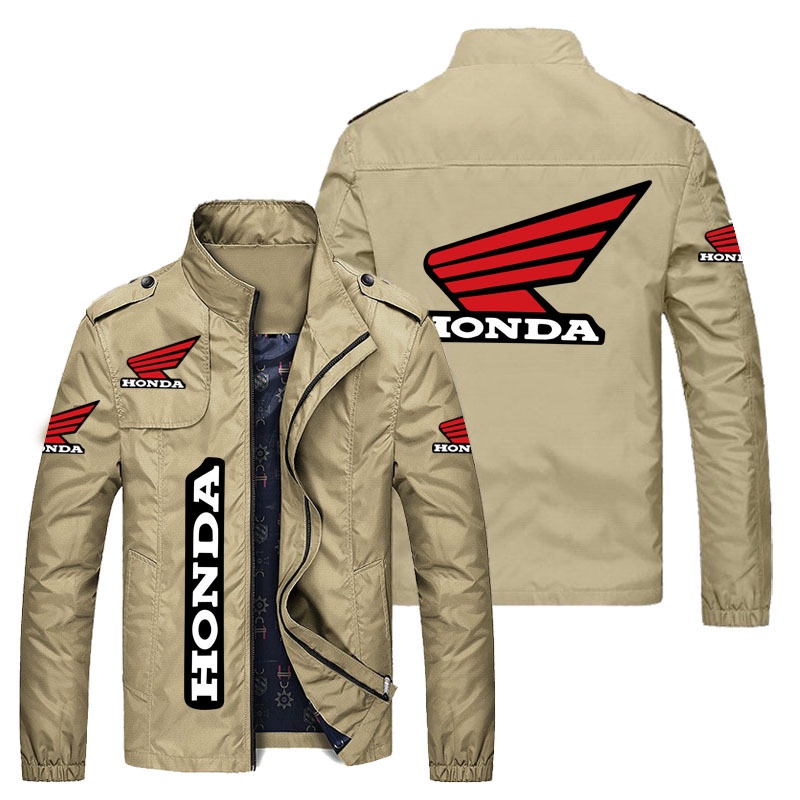 HONDA LOGO Jacket European American CB400 CB500F CBR600RR CB650R CB650R cb500x cb500f CB1100 VRX400 NC700X CBR500R CBR1000RR CB650F GL1800 Casual Plus Size Loose Thin Stand-Up Collar Zipper Windbreaker Motorcyc