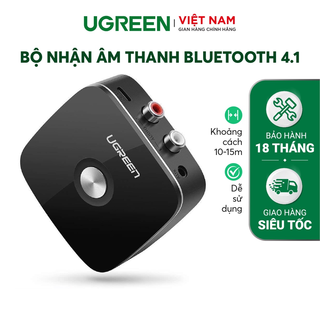 [Mã ELHACE giảm 4% đơn 300K] Bộ nhận âm thanh Bluetooth 5.0 đầu ra 3,5mm + 2 đầu RCA UGREEN 30445