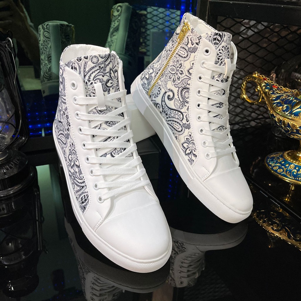 Giày thể thao nam cao cổ da Poly Synthetic cao cấp thiết kế hoa văn độc lạ LC21 | BigBuy360 - bigbuy360.vn