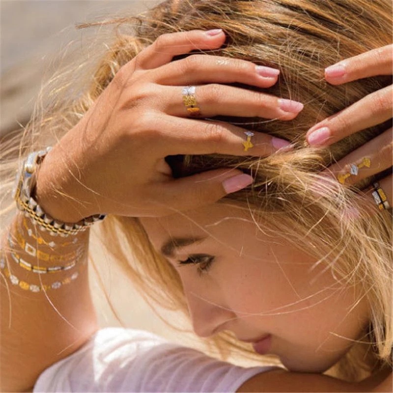 [Hàng mới về] Hình xăm dán tạm thời màu đồng/bạc quyến rũ hợp thời trang cho nam nữ