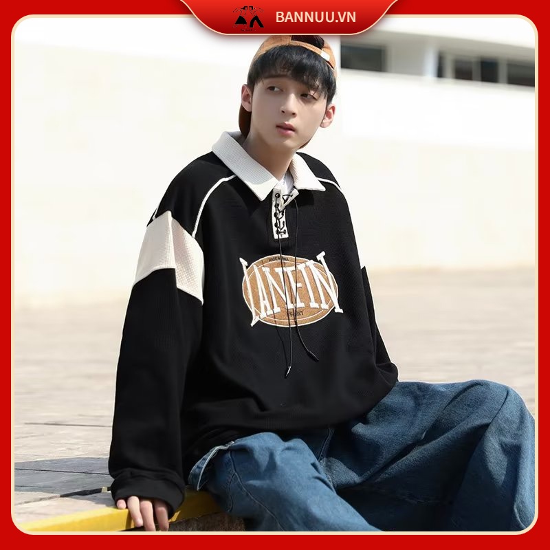 Áo Sweater Cổ Polo Phong Cách Hàn Quốc áo sweater nam Thời Trang Thường Ngày áo sweater nữ Unisex