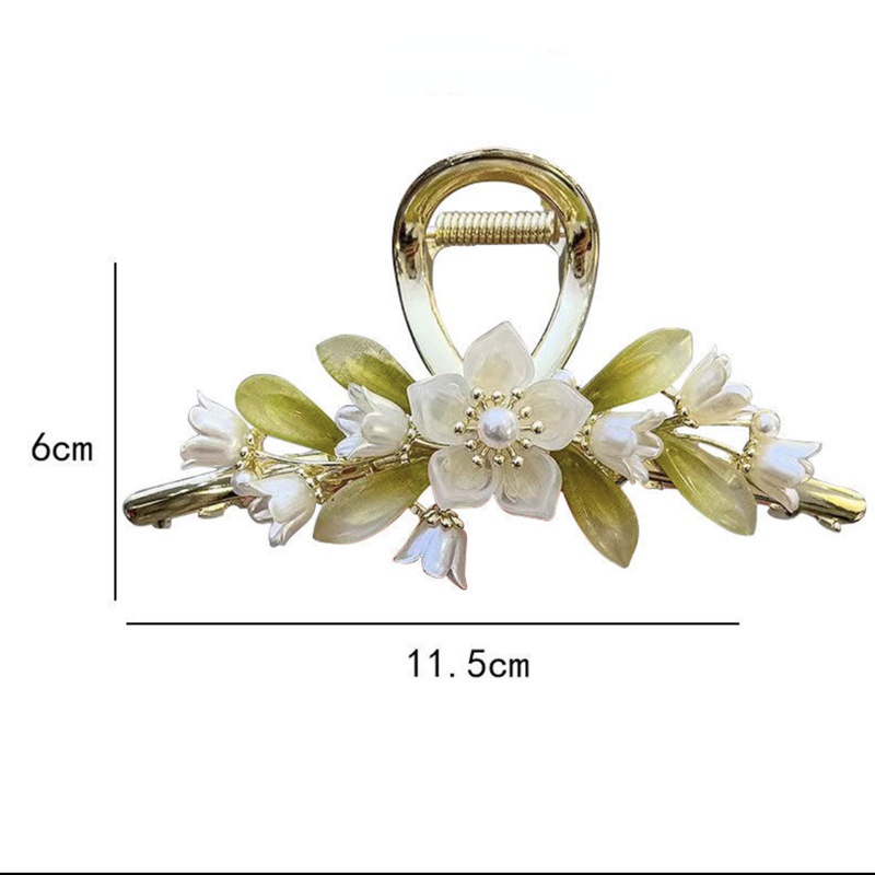 Kẹp Tóc Cá Mập Hình Hoa Đính Ngọc Trai Thời Trang Mới