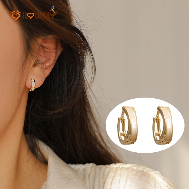 Bông Tai Hình Thánh Giá Vỏ Sò Vàng Phong Cách Hàn Quốc Cổ Điển Thời Trang Cho Nữ
