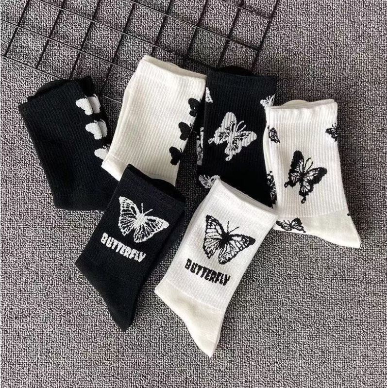 Set 6 Đôi Tất Vớ Cao Cổ Butterfly Như Hình Siêu Hot