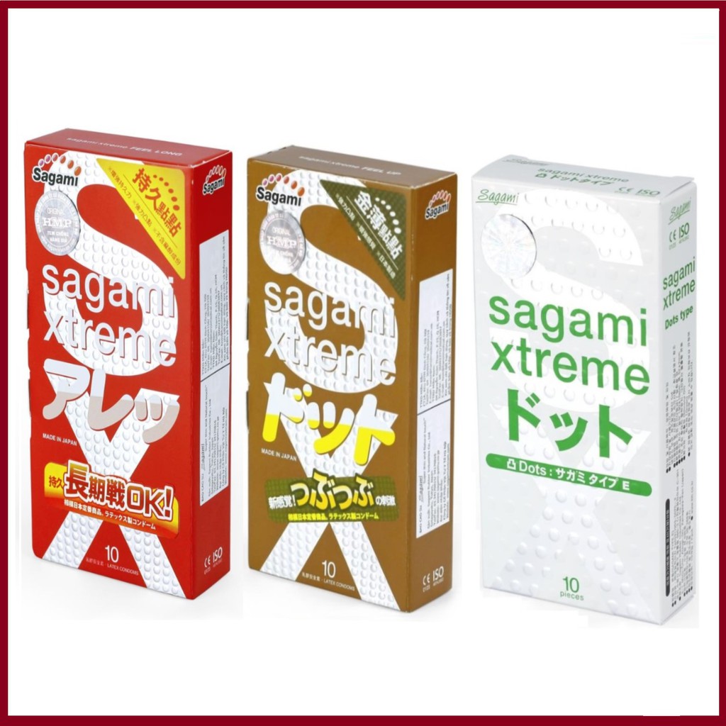 COMBO 3 Hộp Bao Cao Su SAGAMI Xtreme Feel Long &amp; Xtreme White, Xtreme Feel Up [30 Chiếc]