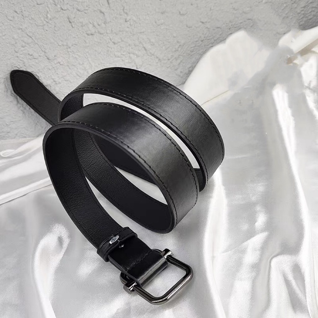 Thắt lưng nam mặt vuông chữ nhật ghi đen nam tính cool ngầu TLN013 - Dây nịt nam đen đi chơi học làm - Thắt lưng trendy