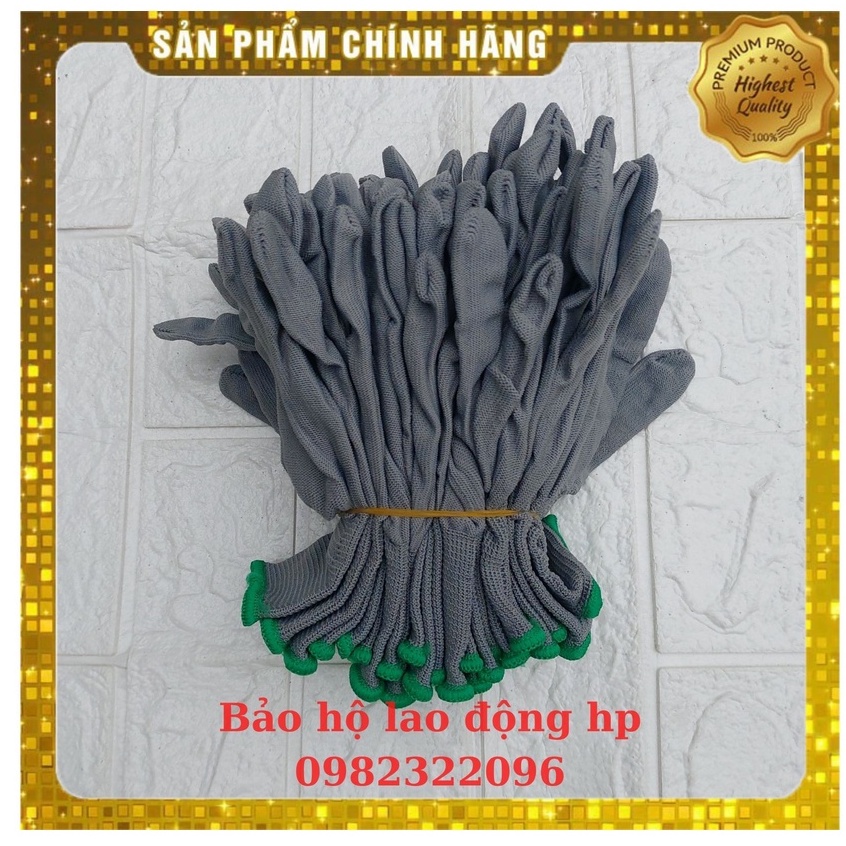 Găng Tay Bảo Hộ Lao Động Bao Tay Sợi Mút Xám Dai Dày Bền Đẹp Co Giãn Tốt