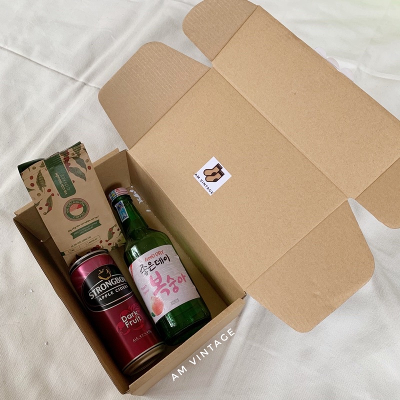 Hộp Quà Tặng Gift Box Giấy Kraft Vintage Đựng Gấu Bông, Nước Ngọt size 25x15x9 (cm) | BigBuy360 - bigbuy360.vn