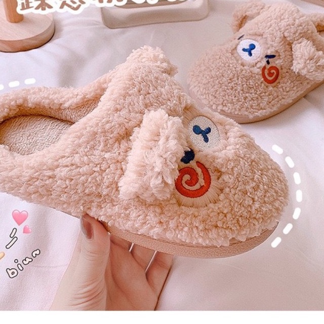 Dép Bông Gấu Xinh Xắn đi trong nhà, đi chơi ấm áp dễ thương Warm&amp;Cute A129