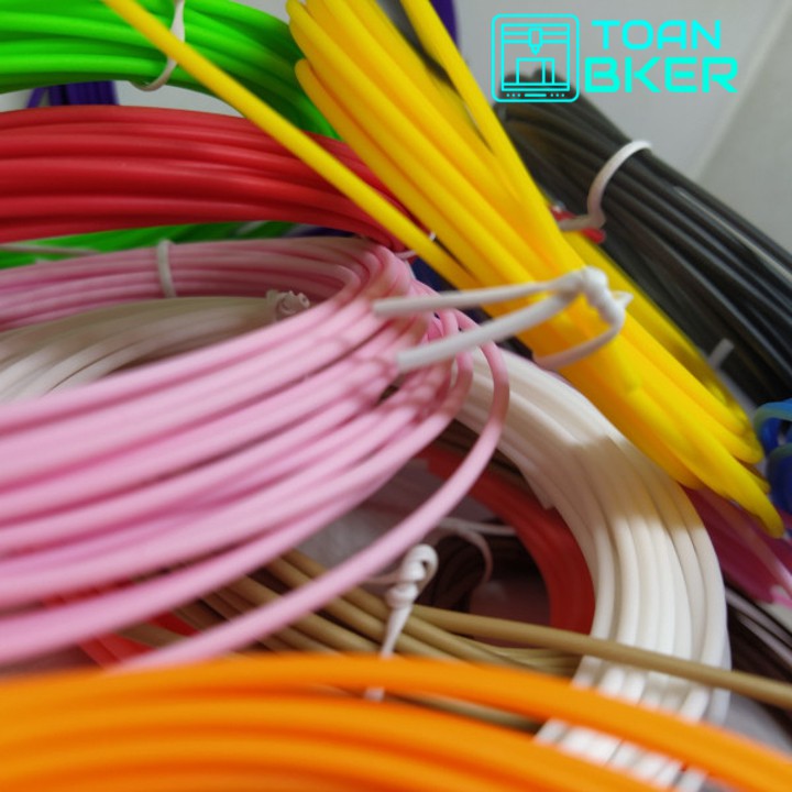 Bộ 10 mực PLA màu Trắng, Đen, Hồng, Đỏ, Xanh Dương, Xanh Lá Cây, Xanh Da Trời, Cam, Tím, Nâu, Vàng, Màu Da