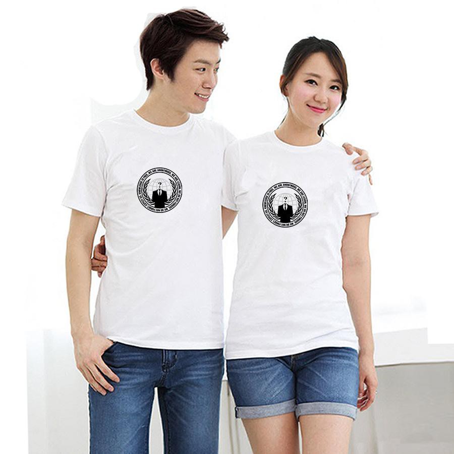 Áo thun cặp đôi in hình we are anonymous 376AAACD form rộng phong cách hàn quốc