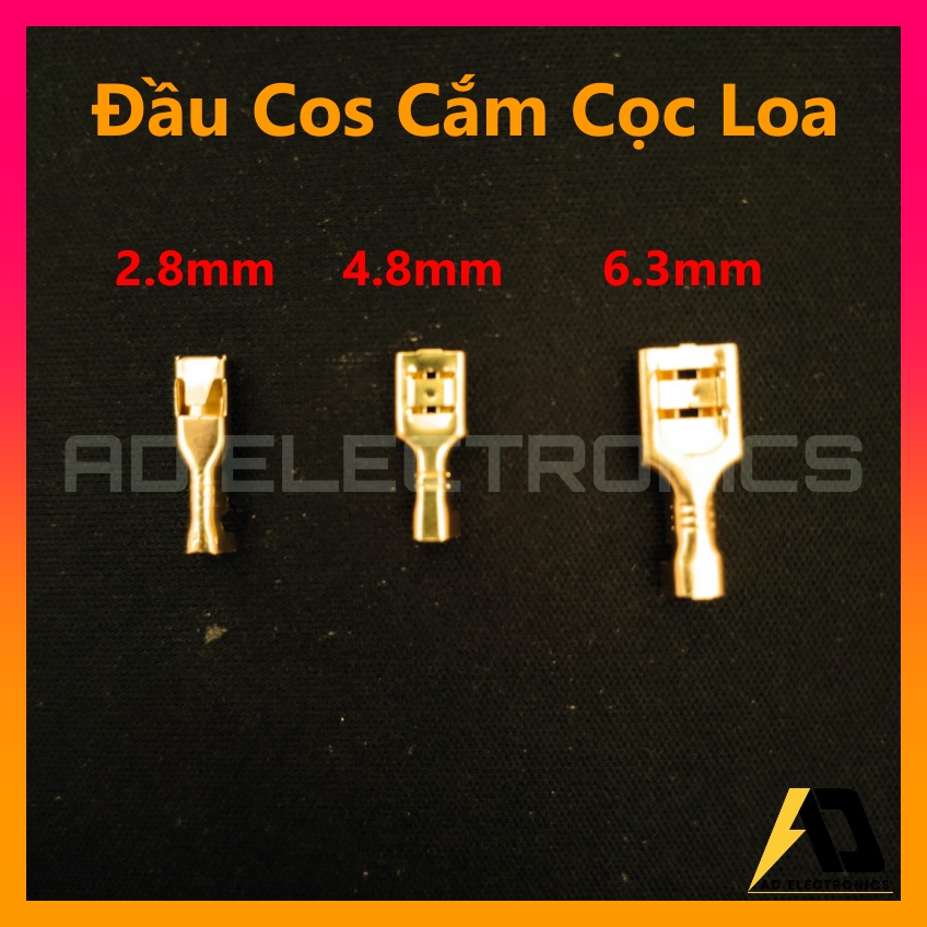 100 Đầu Cos nối dây điện - Đầu Cos Cắm Loa - Cos gài 2.8MM/ 4.8MM/ 6.3MM Loại Tốt - Nhựa chụp đầu cos