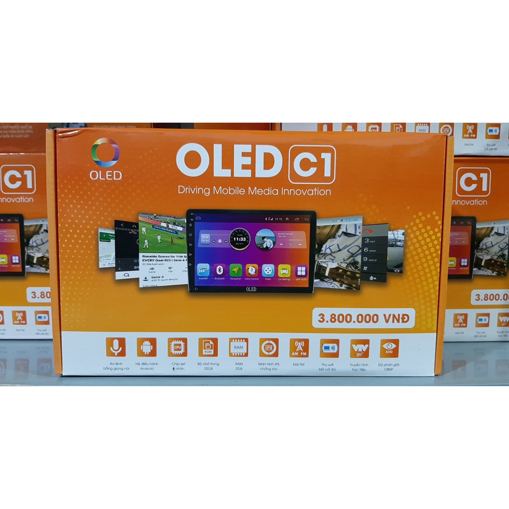 Màn Hình Android OLED C1 Hàng Chính Hãng Bảo Hành 12 Tháng - Màn Hình DVD Ô Tô 9&quot; 10&quot; Kèm Mặt Dưỡng Giắc Zin