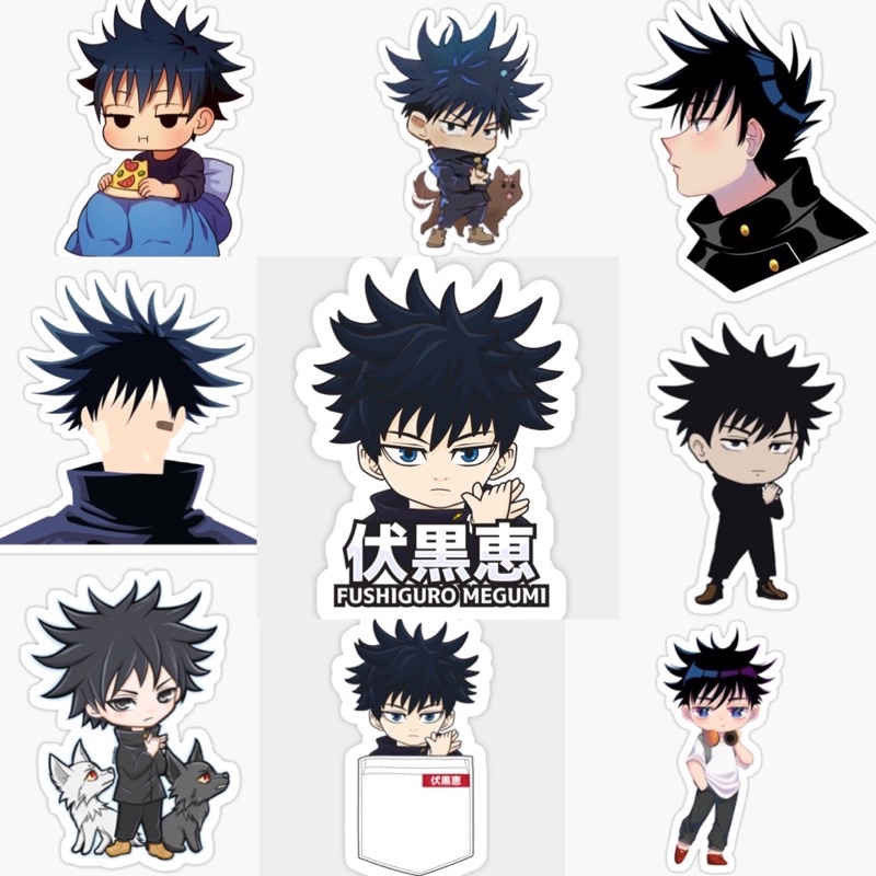 Sticker Megumi Fushigura JuJutsu kaisen 30-60 cái ép lụa khác nhau /hình dán JuJutsu kaisen
