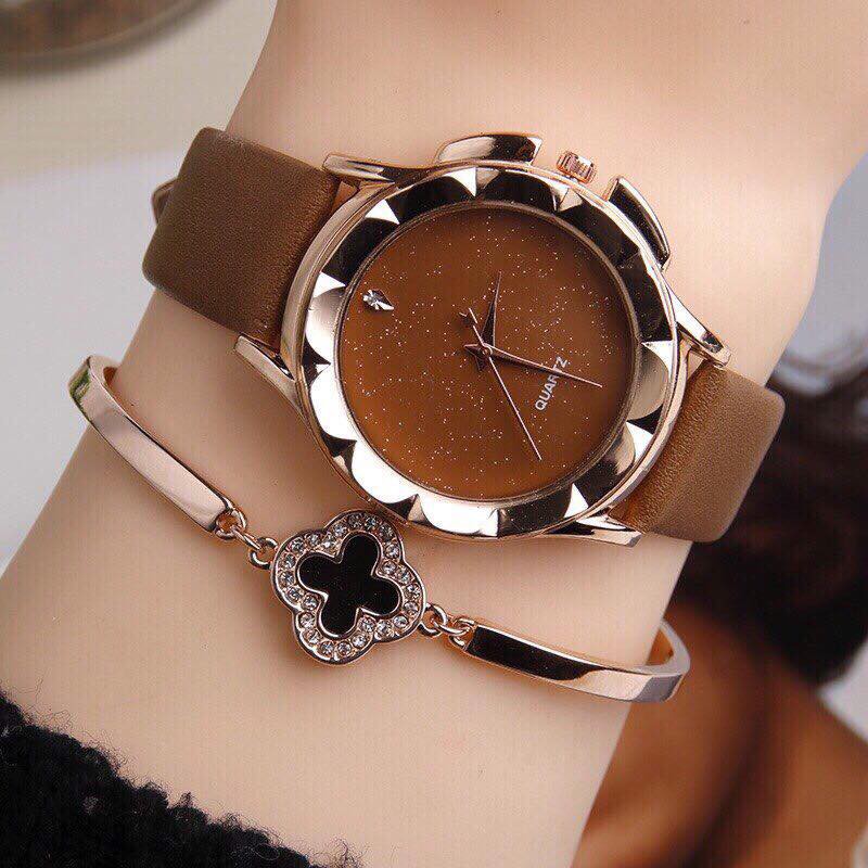 Đồng hồ thời trang nữ Viser VS04 viền hoa cực đẹp mặt to cá tính