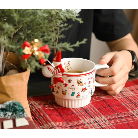 Cốc gốm sứ Noel dung tích 352ml dễ thương quà tặng Giáng sinh