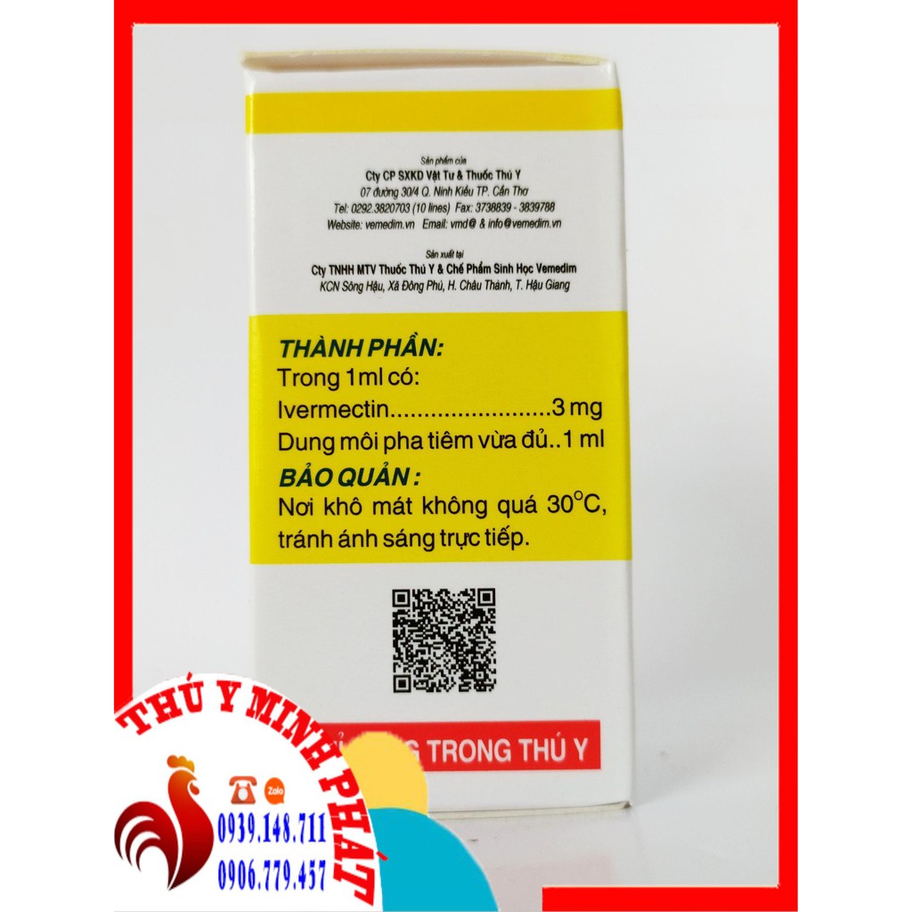VIMECTIN CHAI 20ML NỘI NGOẠI KÝ SINH TRÙNG