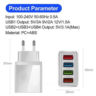 Cốc Sạc Nhanh 4 Cổng USB 3.0 Tiện Dụng - Cốc sạc siêu nhanh hàng chuẩn EU - cốc sạc nhanh 1 cổng và 4 cổng sạc nhanh