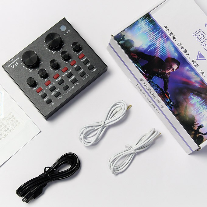 Trọn Bộ Combo Micro bm900 + Soundcard V8 + màng lọc,kẹp bàn , tặng tai nghe