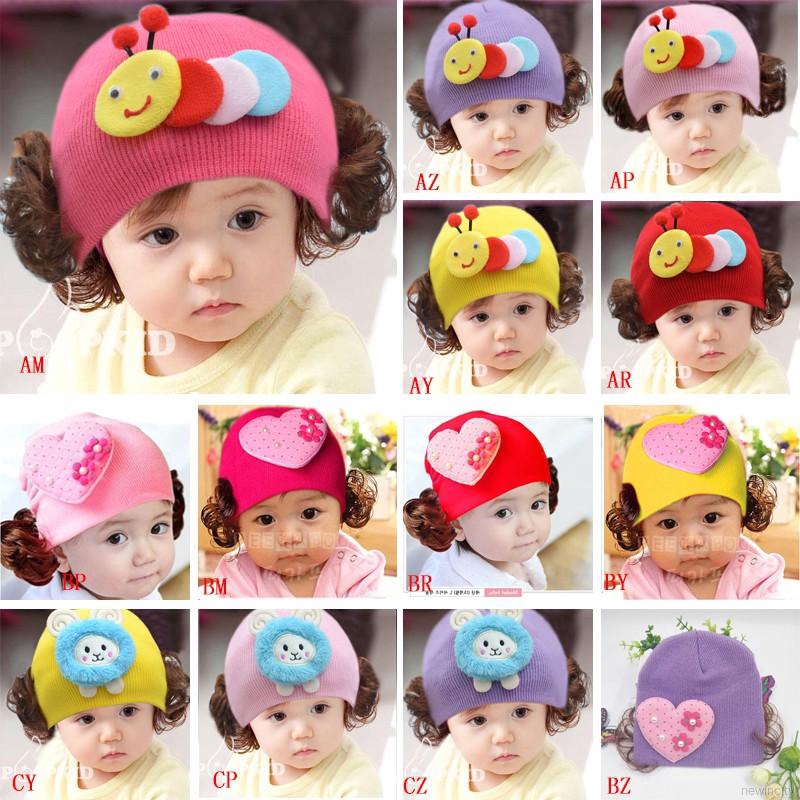 Mũ len trùm đầu trang trí họa tiết dễ thương cho bé gái