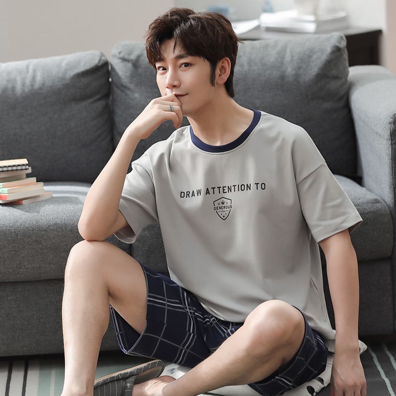 4XL Summer Men's Pajamas Set Pure Cotton Thin Loose Large Size Pajamas Short Sleeve Shorts casual fashion home wear can be worn outside | BigBuy360 - bigbuy360.vn