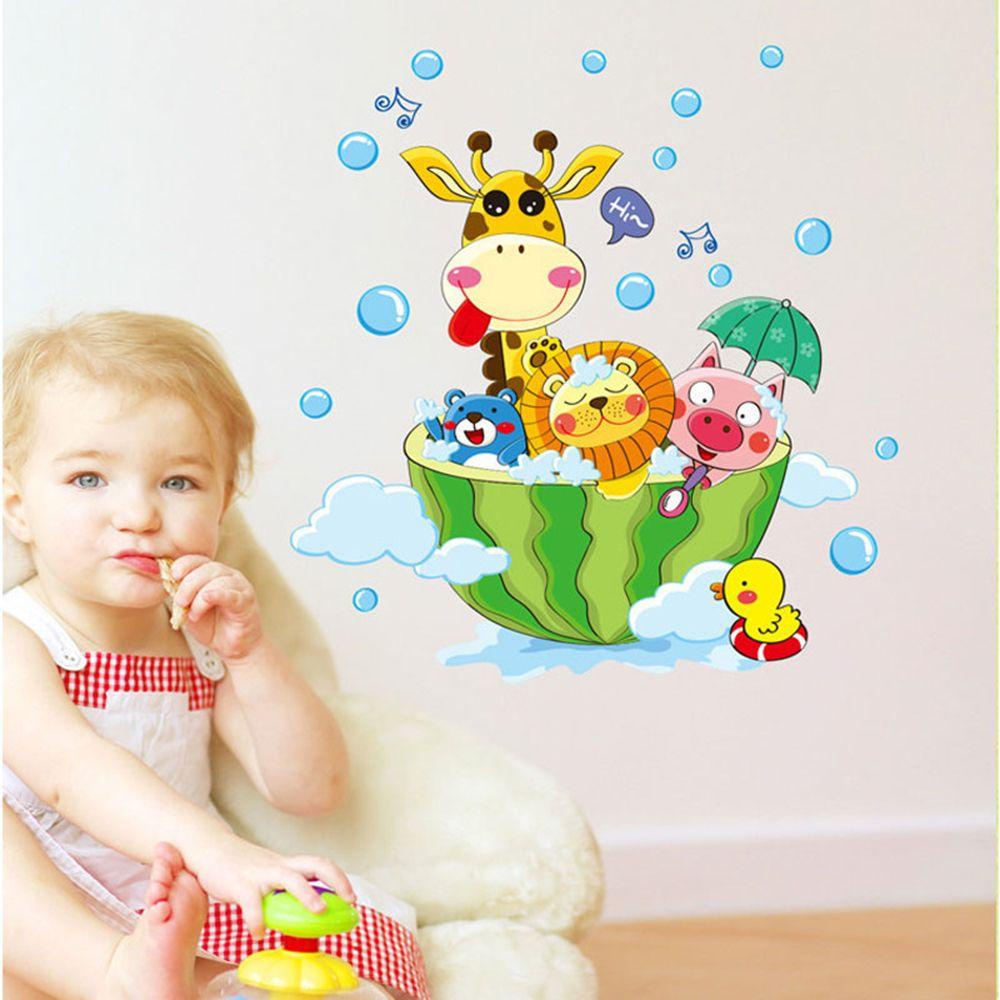 NICKOLAS Sticker Dán Tường Chống Thấm Nước Họa Tiết Hoạt Hình Dễ Thương Trang Trí Phòng Tắm Cho Bé